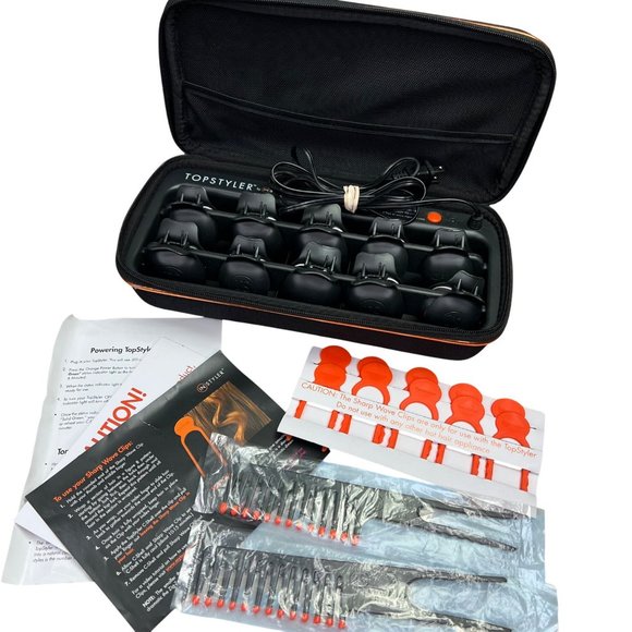 Topstyler Instyler Complete Set Case Ceramic Hair Curler Clips Combs Instruction - Picture 1 of 8